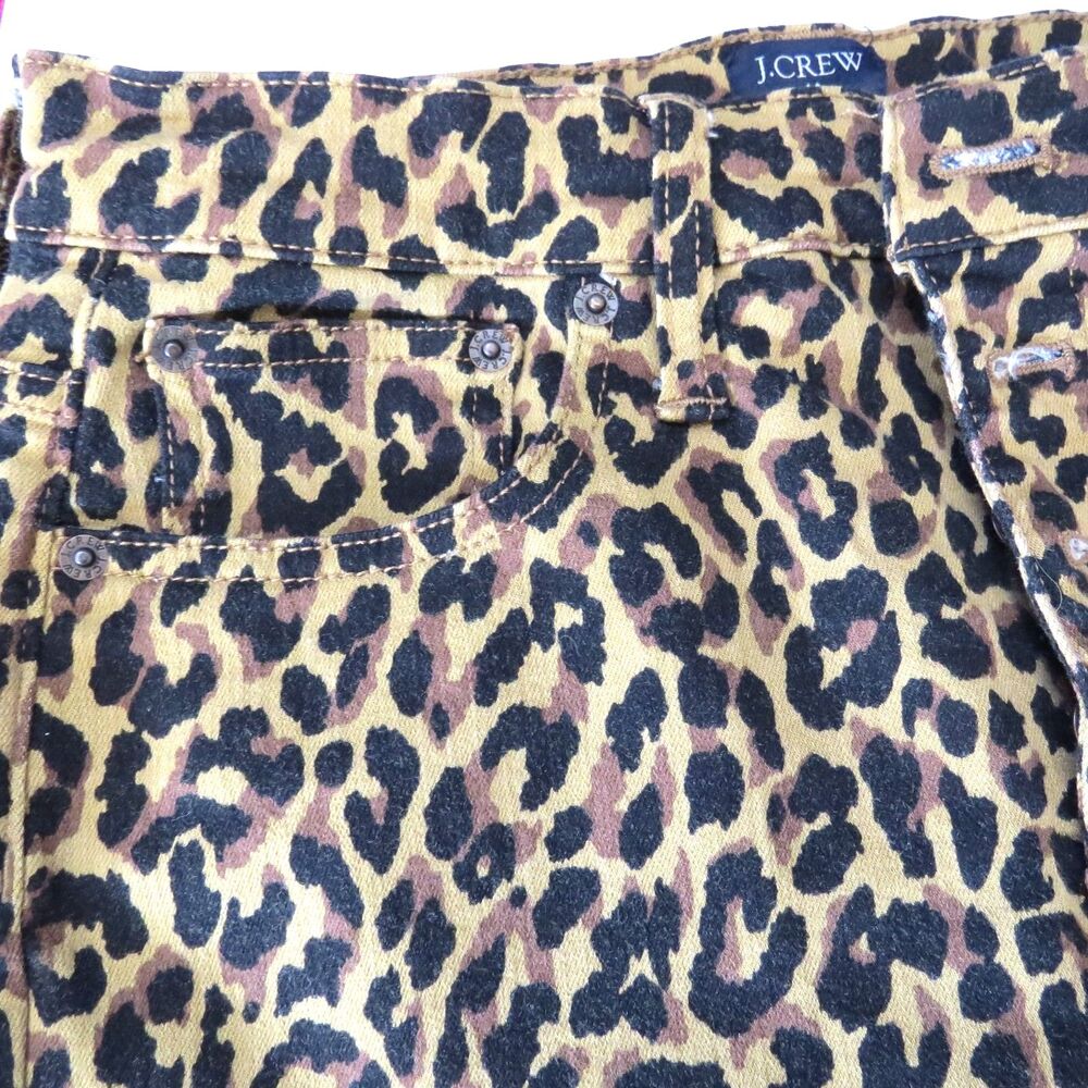 J. Crew Women's Exposed Button Fly Leopard Jeans High Rise Skinny 28" EUC - Picture 9 of 12